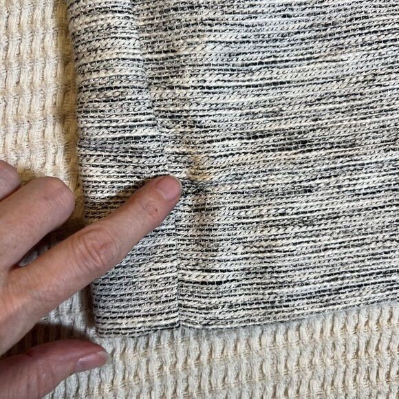 Eileen Fisher Stripe Textured Black White coat Snap Cotton Medium.      Q - Picture 7 of 9